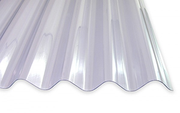 1,2 mm PVC-Lichtplatten für Bitumwellplatten | klar-bläulich