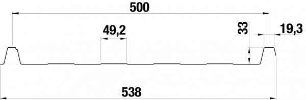 W-33 / 500 Stehfalz mit Tiefsickenprägung Sonderposten 25µm Polyester D=0,48
